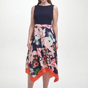 Vince Camuto Asymmetrical Floral Hem Dress